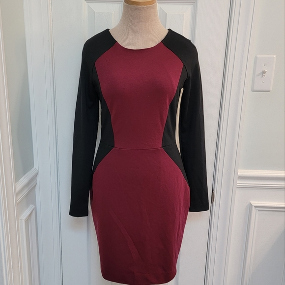Banana Republic Dresses & Skirts - 2/$20 NWT Banana Republic Burgundy ans Black Bodycon Dress 4